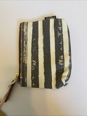 Maika Black and Cream Striped Mini Coin Bag